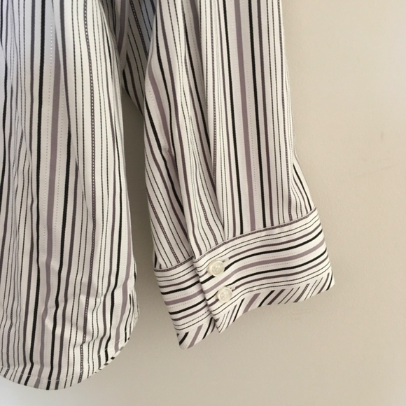 NWT Lane Bryant Gray White Metallic Striped Button Down Shirt Blouse Sz 22/24W - Picture 7 of 14